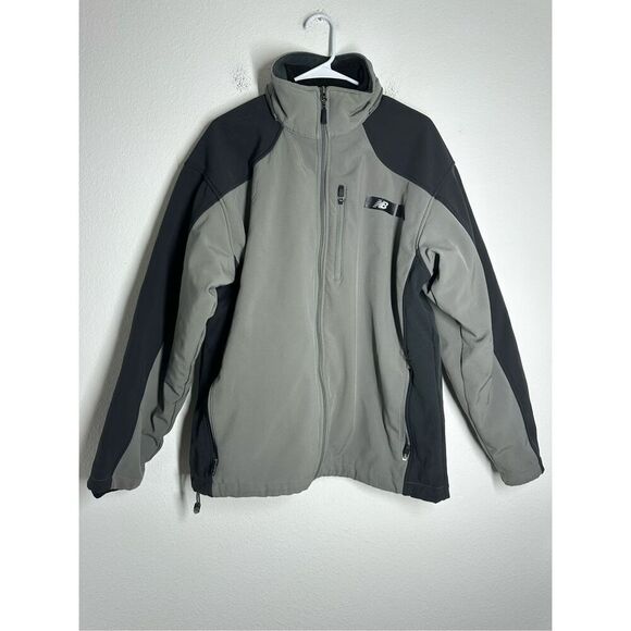 NEW BALANCE MENS GRAY/BLACK ZIP UP Fleece LINED 2in 1 JACKET Sz L No Hood *Notes - Picture 1 of 16